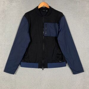 Hugo Boss Skiles Jacket Men's XL Black/Navy Full Zip Bomber Mixed Media $295